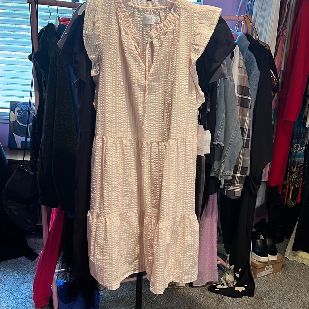 Pink and White Ruffled Dress